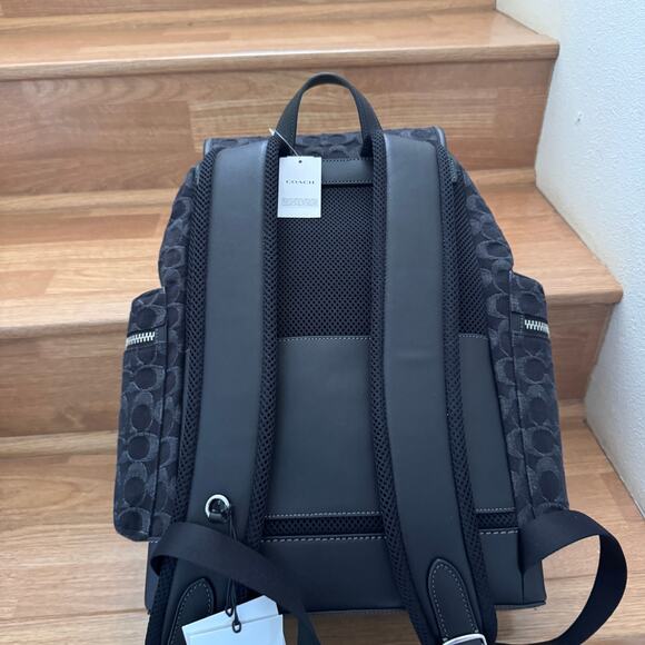 Coach Sprint Backpack In Signature Denim Men’s Style No. CAJ57 In Black - Picture 3 of 9